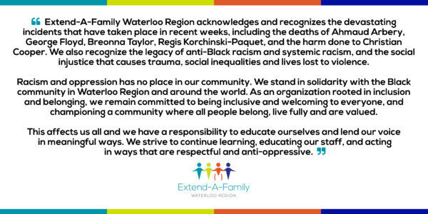 Statement of Solidarity from Extend-A-Family Waterloo Region #BlackLivesMatter thumbnail